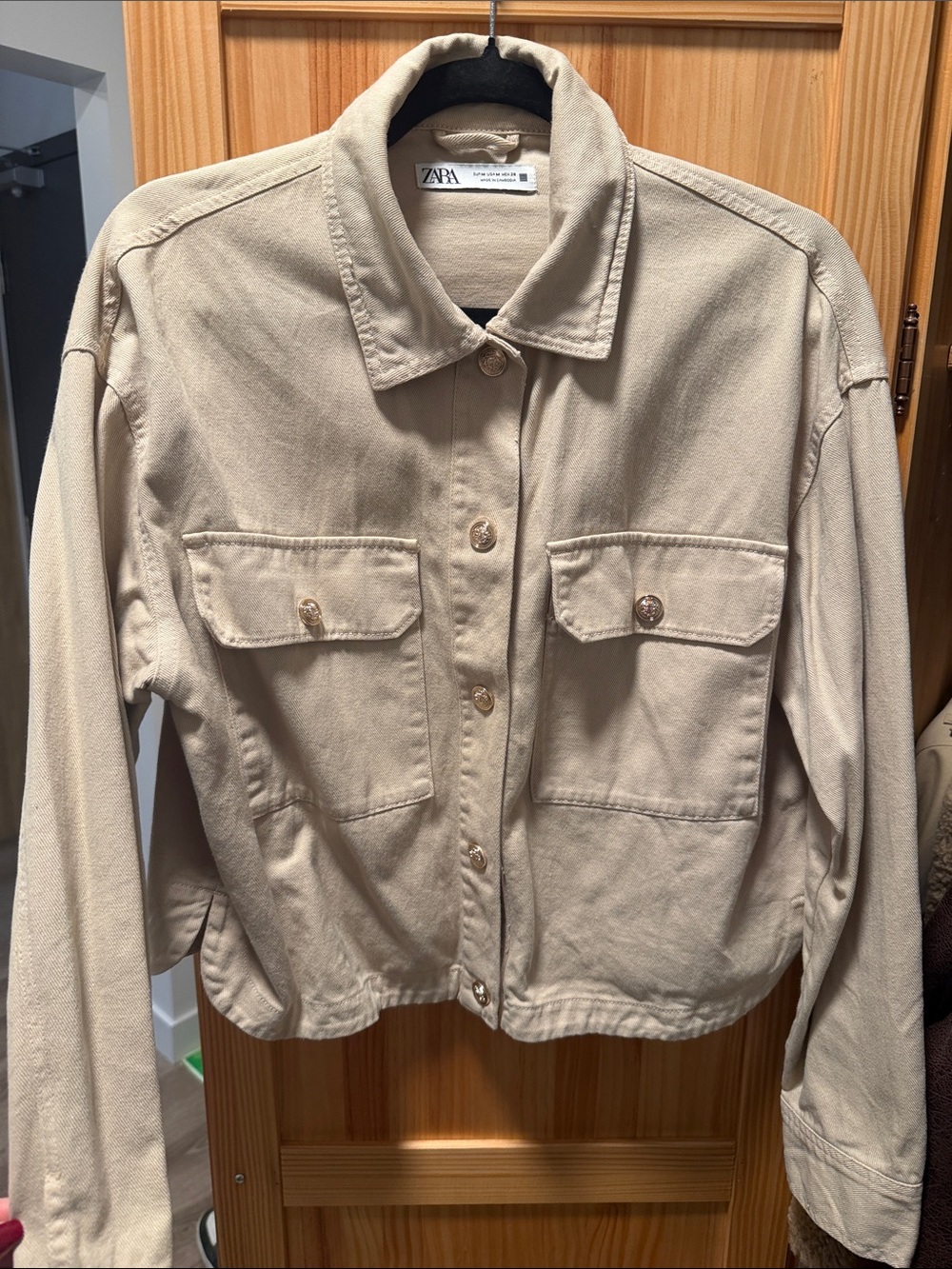 Zara Utility Jacket in Beige Size Medium Like New